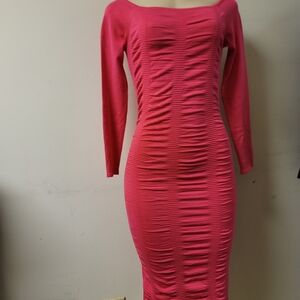 Elegant Pink Ruched Dress